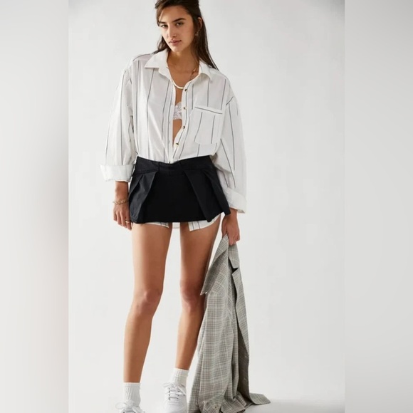 We‎ The Free Happy Hour Striped Oversize Poplin Button-Up Shirt - Picture 2 of 9